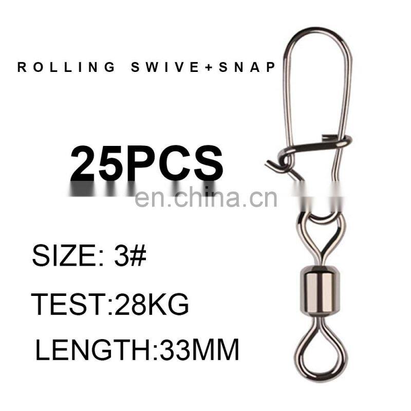 500PCS Stainless Steel Fishing Connector Pin Bearing Rolling Swivel Snap  fishing split ring other fishing products