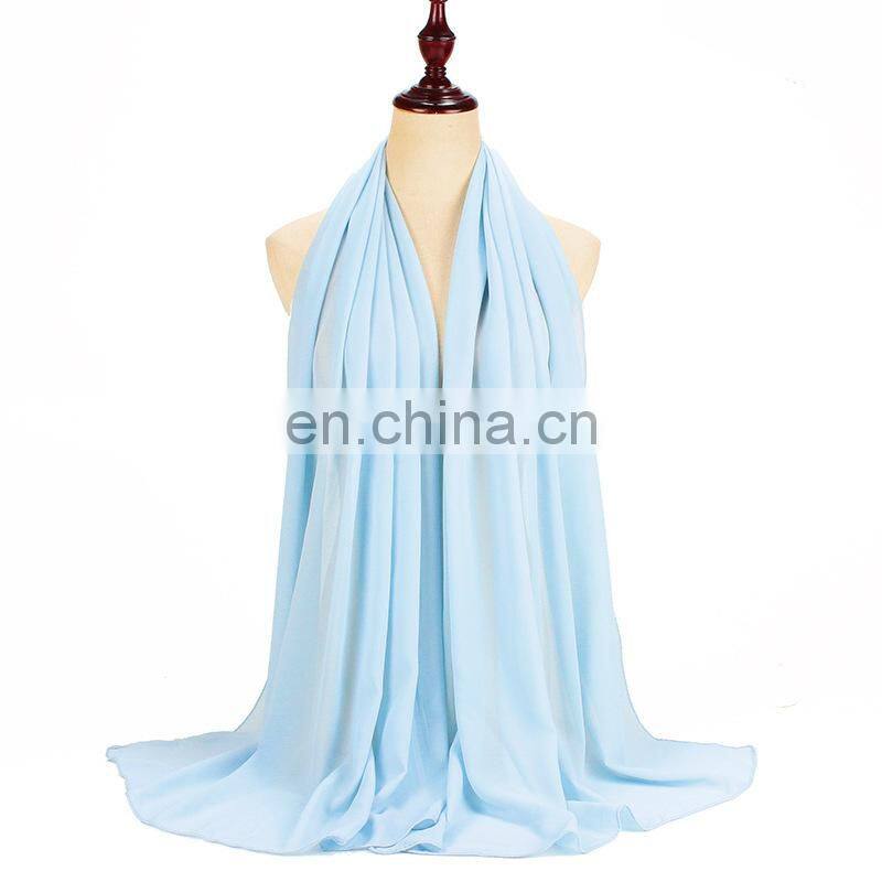 175*75cm Pearl Chiffon Scarf Pure Color Long Scarf Hijab Pure Color Shawl Malay Turban