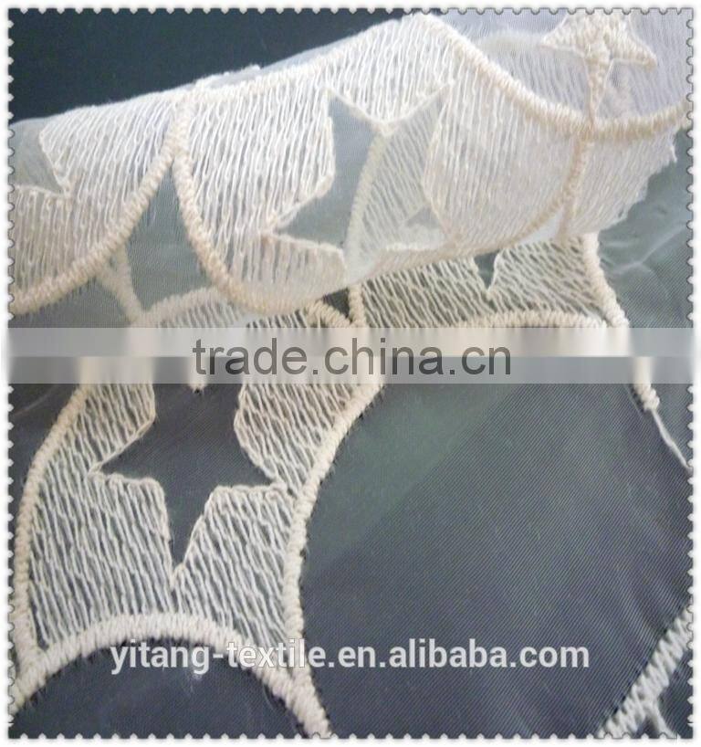 crescent pattern organza embroidered fabric