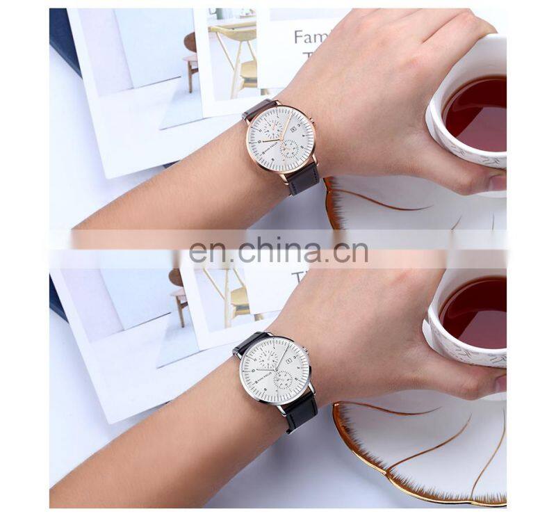 MINI FOCUS 0052 Men Quartz New Leather Band Watch Popular Chronograph Relojes Hombre Deportivo simple watch