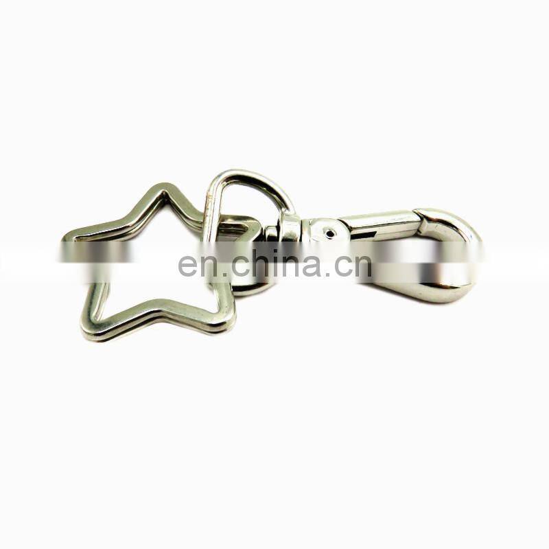 Custom Strong Durable Light Beautiful Star Shape Silver Key Chain Key Ring For Gift