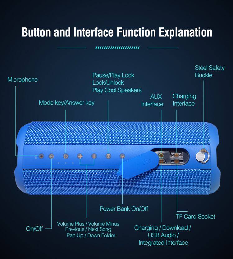 Newest Super Bass Desktop Ipx5 Sports Handsfree Portable Waterproof Outdoor Mini True Wireless Speaker