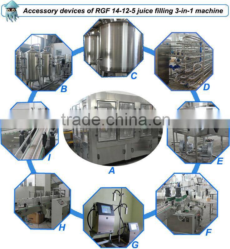 5000 bottles per hour 3 in 1 juice filling machine