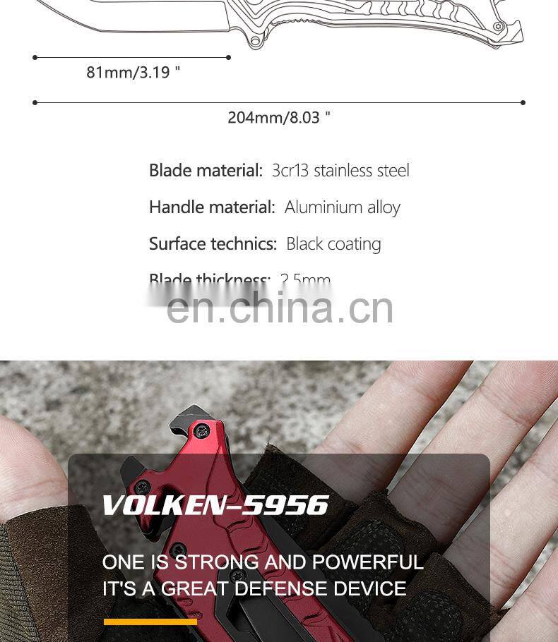 New Outdoor Survival Folding Knife Camping Self-defense Knife With Belt Clamp Grindstone Window Breaker Multi-functional Tool
