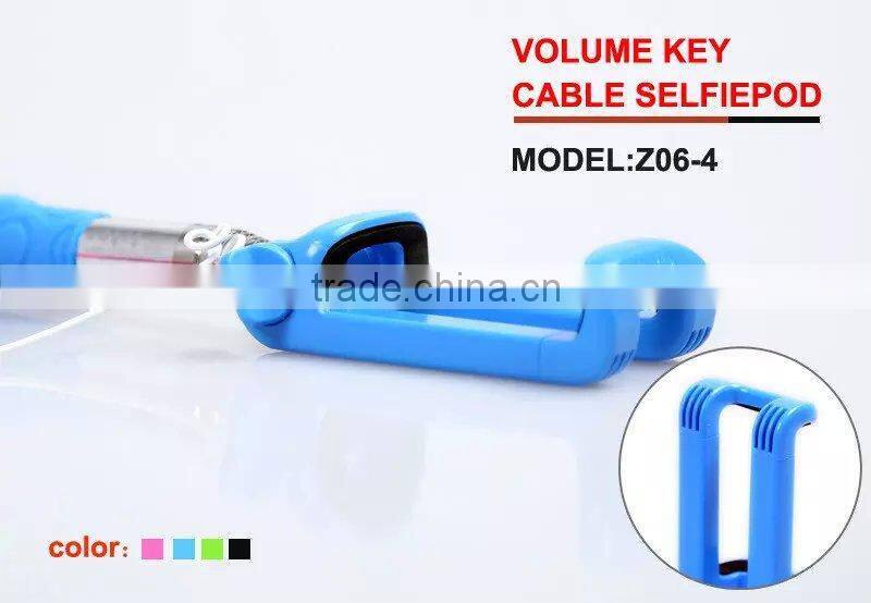 Poplar Foldable Z06-4 Volume Key Cable Monopod Wired monopods selfie stick Original Offer with several colors