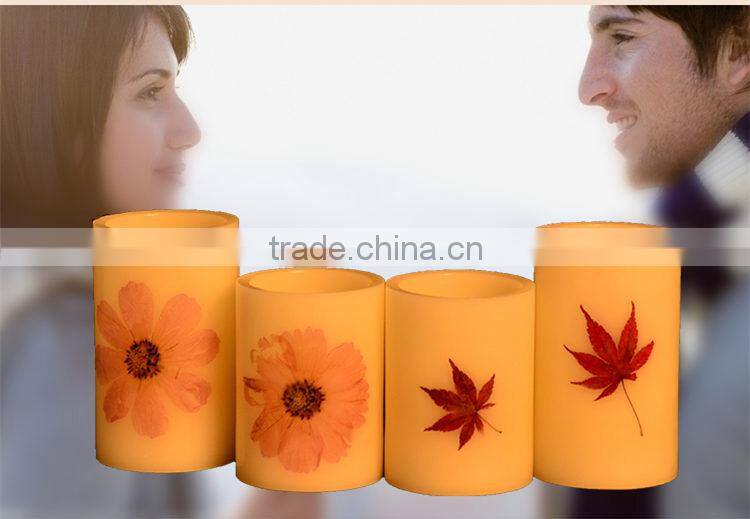 Embedded maple and flower flameless led candle light
