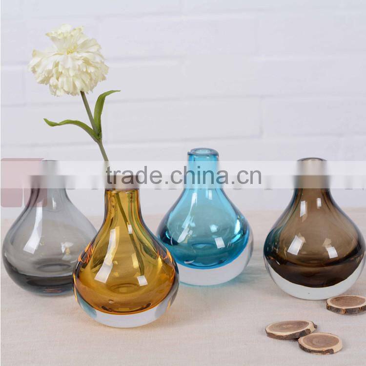 Casamotion Decorative Modern Mini Bud Blue Color Handmade Glass Vase Decoration