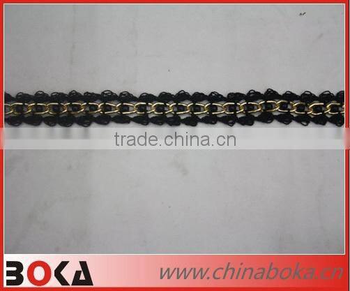 Black lace trim with chains for clothes