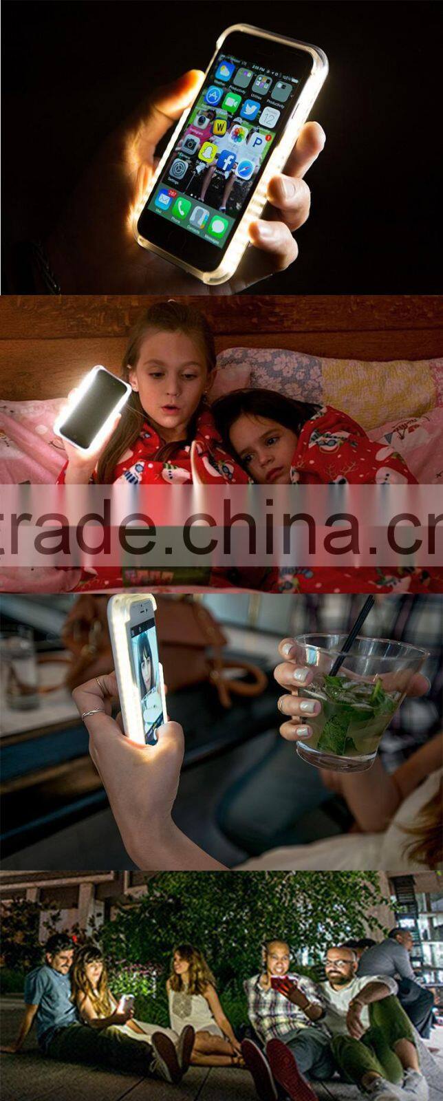 2016 rubber flashlight phone case led demo case selfie stick phone case led phone case light up case for iphone 5c