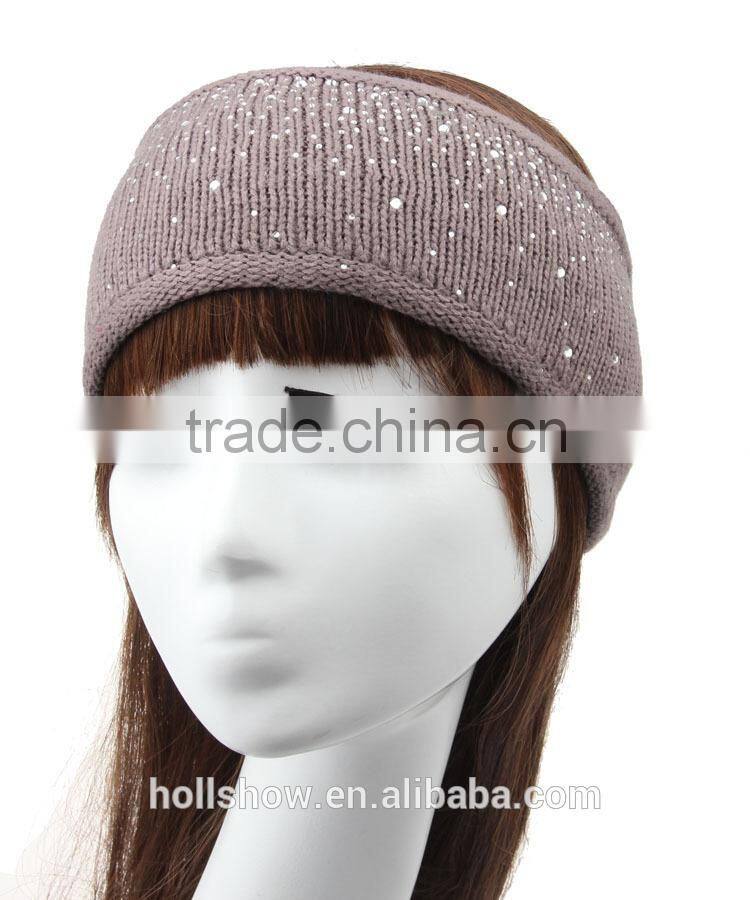 Wholesale Fashion Wool Knitted Lady Headband Rhinestone Crochet Women Hairband