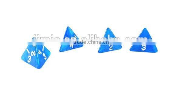 blue pearl custom 4 sided game dice with number embossed