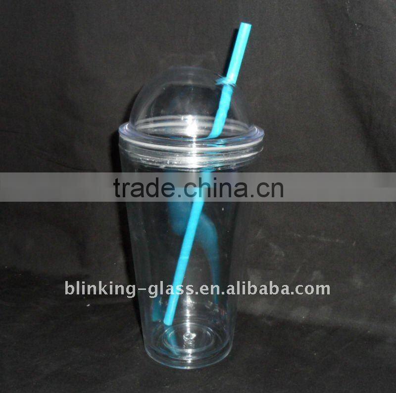 HOT! Highest quality food grade plastic cup with straw