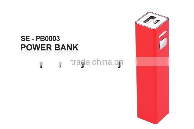 Mini 2600mah Lipstick-sized High Capacity Portable Charger External Battery Power Bank With Built In ON OFF key