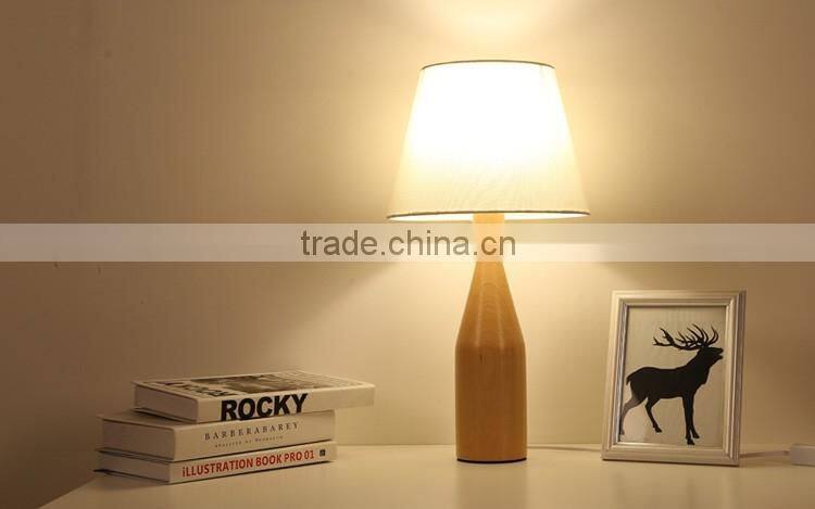 2016 Wholesale indoor furniture antique oak wood table lamps LED Wood table Light JK-879-15 LED Wood table lamp