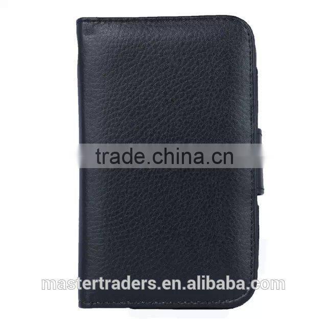 Cheap Multi Function Litchi Grain Stand Wallet PU Leather Case With Card Slot And PC Back Cover For 4 Inch Mobile Phone MT-3682