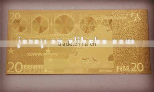 Gold plated banknotes gold 24k gold embossing Euro / US banknotes