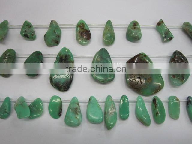 natural chrysoprase side drill beads strand 1214