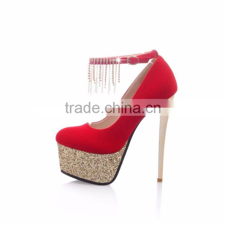 Newest suede leather high heels platform single shoe for evening dress