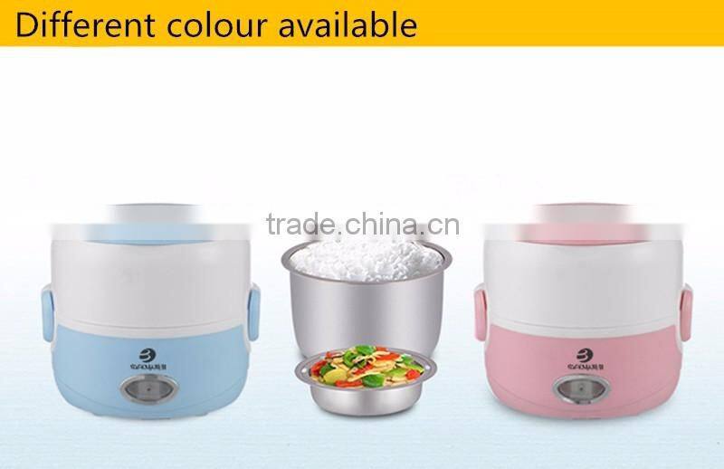 2016 Newest 1.3L Portable Lunch Box Electric Rice Cooker Stainless Steel 2 Layers Steamer