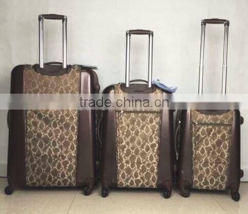 Stock Quality PC with polyester 3pcs trolley luggage set