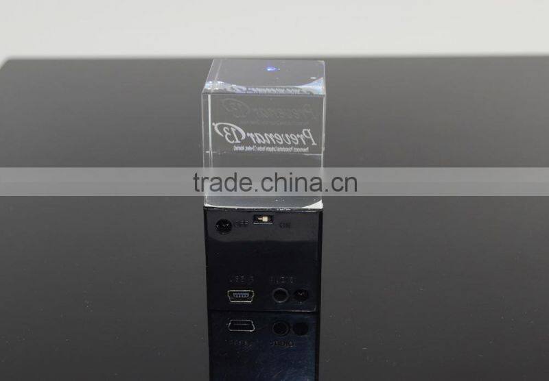 Color Changing LED Light Bluetooth/Wired Crystal Mini Speaker Hand Free Stereo Mobile Phone Speaker 3D Laser Engraving Logo