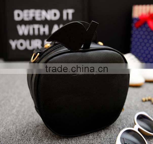 Manual simple design ladies apple pattern pu shoulder bag