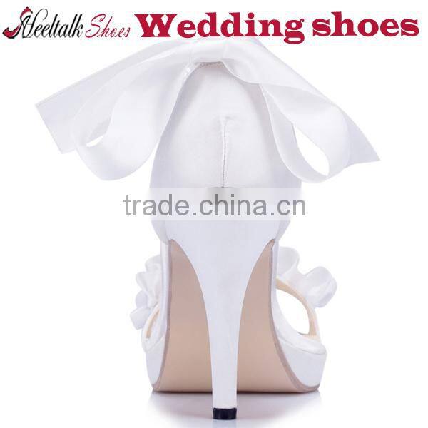 OEM Wholesale white wedding shoes ladies heels size 34-41 small order