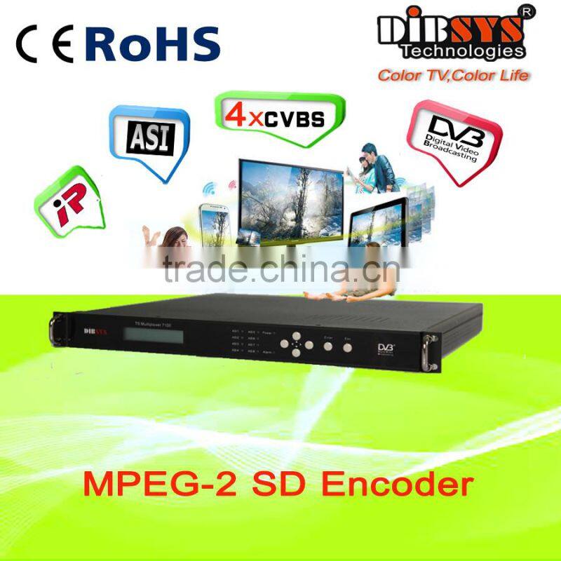 Digital tv broadcasting equipment 4 channel MPEG-2 SD Encoder/dvb to ip encoder
