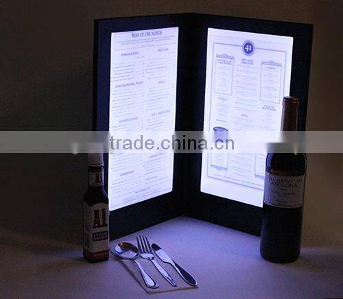 Hospitality Custom Cover Design restaurant menu / led menu book/ led light holders (Patent 2014-2-0239452.0)