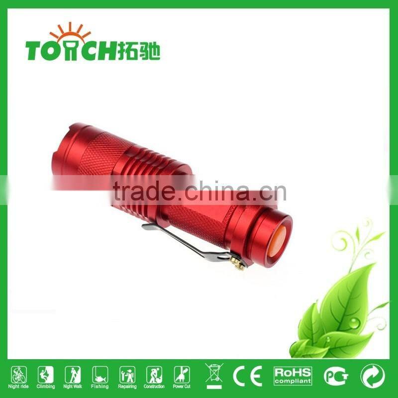 mini pocket red flashlight super waterproof for 14500 bettery or 3*AAA battery emergency flahslight for outside hiking lamp