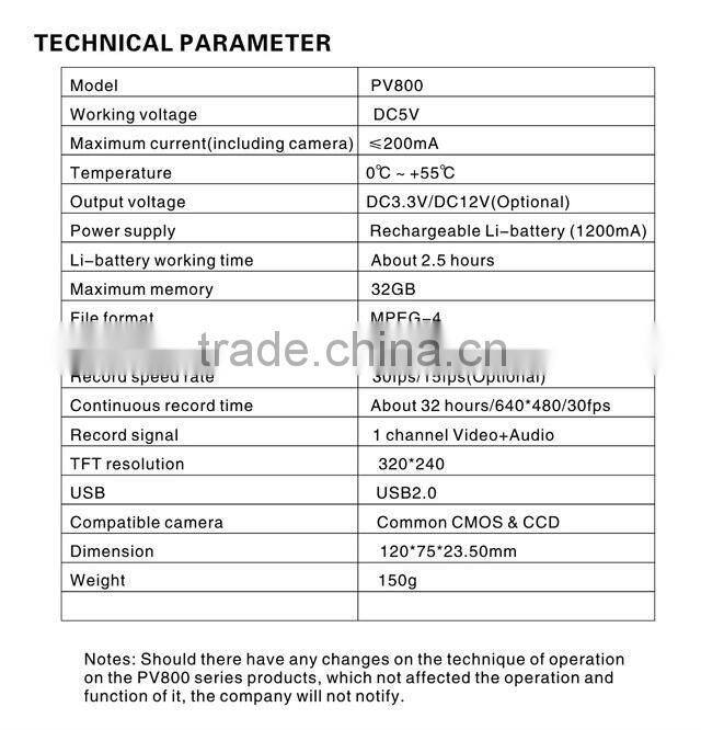 2.5'' TFT SD Card Pocket DVR with taxi camera