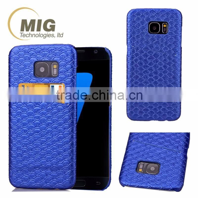 Hot sale Scale pattern Skin leather case, PC hard cover with card slot on the back for iphone 6S/6 plus