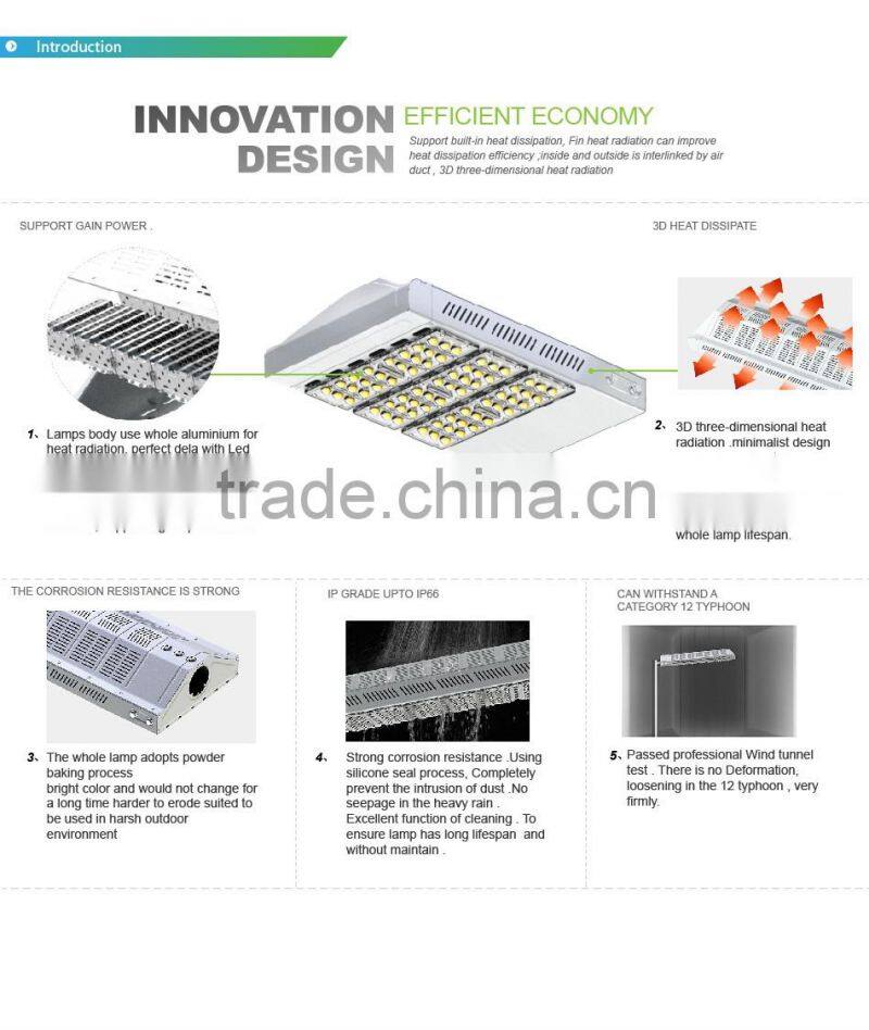 CE Rohs Approved 100-140lm/W, Lens Kit for Different Beam Angle, Meanwell Driver, 120W Street Light LED Price