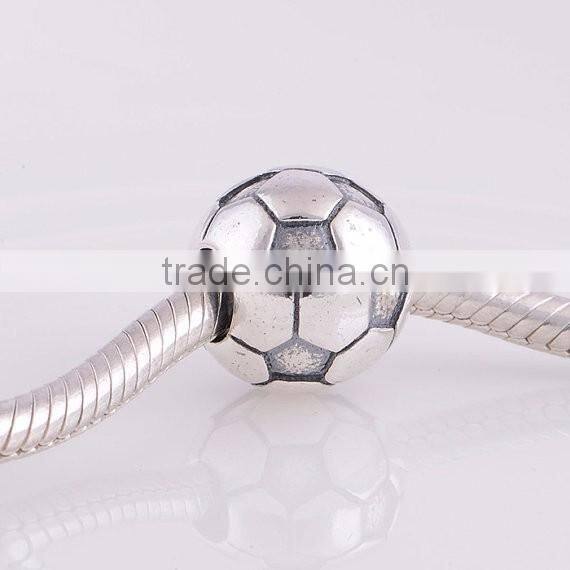 Authentic 925 Sterling Silver Football Charms Bead Women Jewelry DIY Fits European Style Bracelets& Necklaces