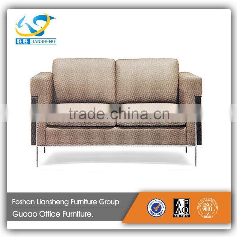 Modern stainless steel base used leather office sofa cover set designs S718