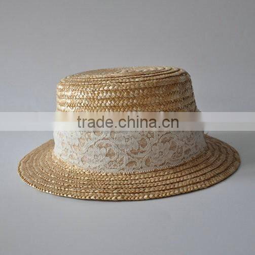 Best Selling Lace Band 100% Paper Straw Trilby Hat