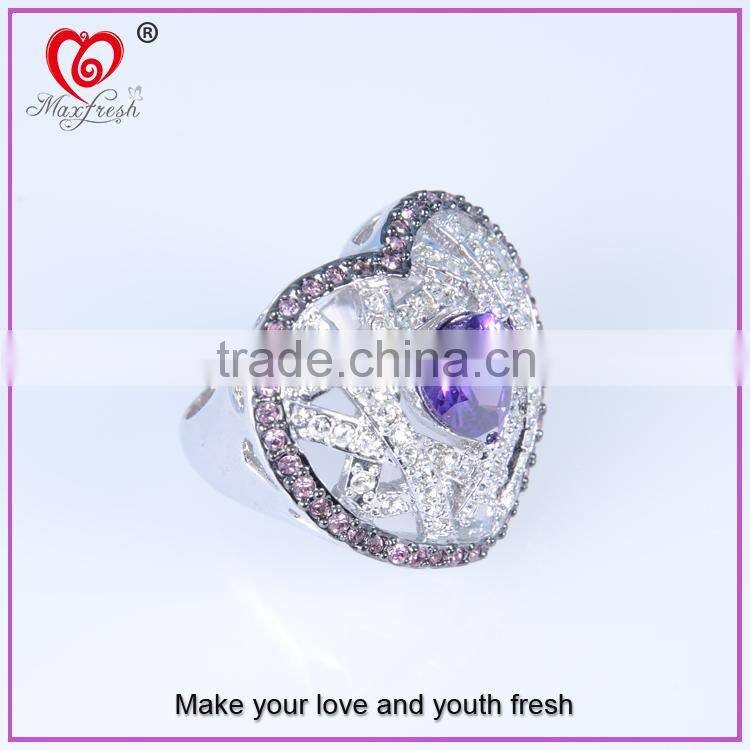 wholesale cheap new design fancy ring ladies' fancy jewelry ring white gold plated fancy ring