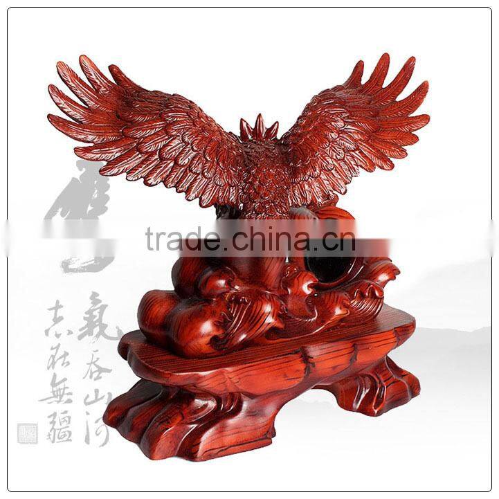 Hot selling wooden color resin eagle statue ,out door big eagle statue for business gifts