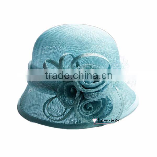 ladies church hats New fancy Sinamay church hats with flowers
