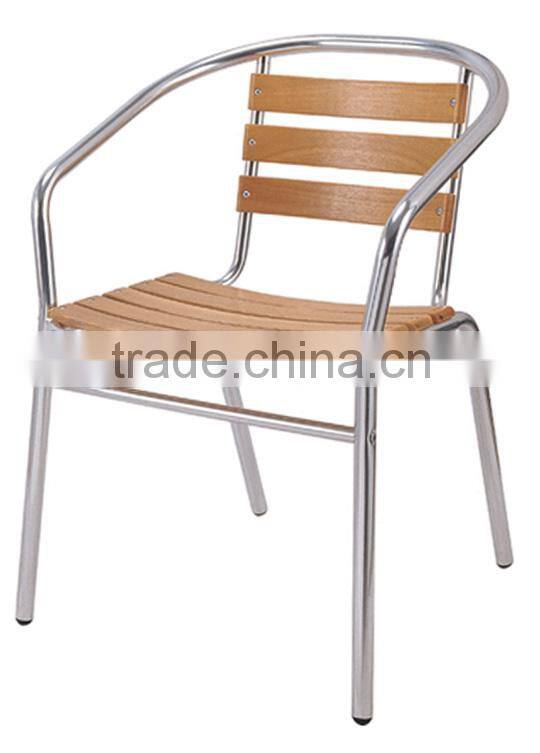 Trade assurance portable aluminum stacking chair with wood slats