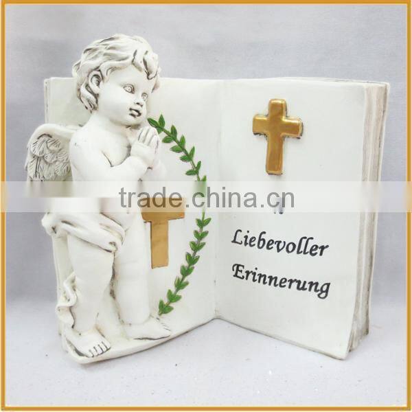 native resin angel figurines with book