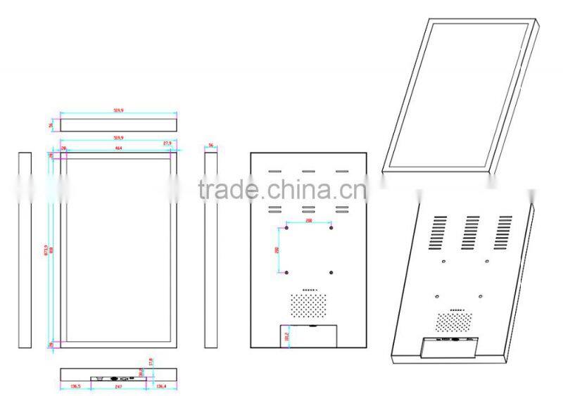 37 inch Infrared touch full HD front panel waterproof sunlight monitor for outdoor kiosk
