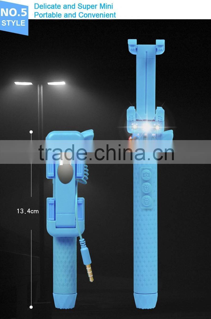 Selfie Monopod LED Flash Smartphone Selfie Stick Supreme Mini Night Version LED Filling Light For Android Phone for iPhone