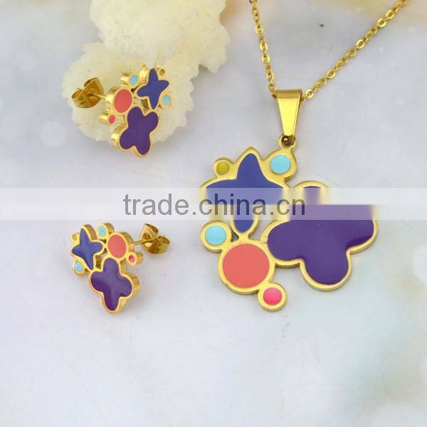 African Jewelry Set Nigerian Wedding Flower Shaped Stainless Steel Costume Jewelry Necklace And Earring Ring Jewelry Set