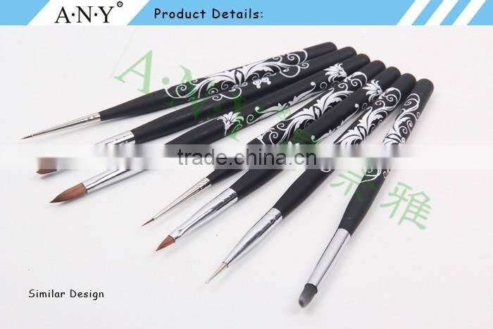 ANY Nail Art UV Gel Design Wood Handle Oval Nail Brushes Nylon Hair