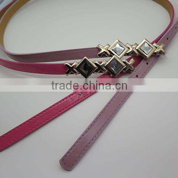 Lady's fashion skinny belt with glass for dress
