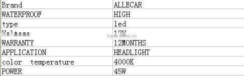 2016 New Super Bright 3600LM 12v 9005 45w Led Headlight Bulb for car auto led headlight