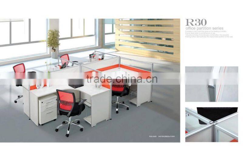 Lastest design office furniture steel knock down metal 4 people office desk