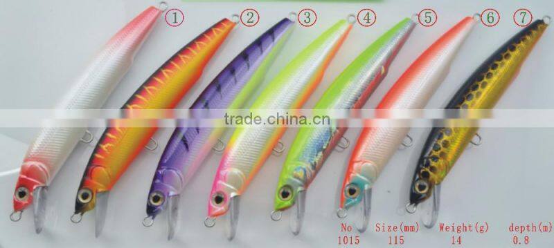 High quality hard Body Plastic Fishing Lures of minnow 115s