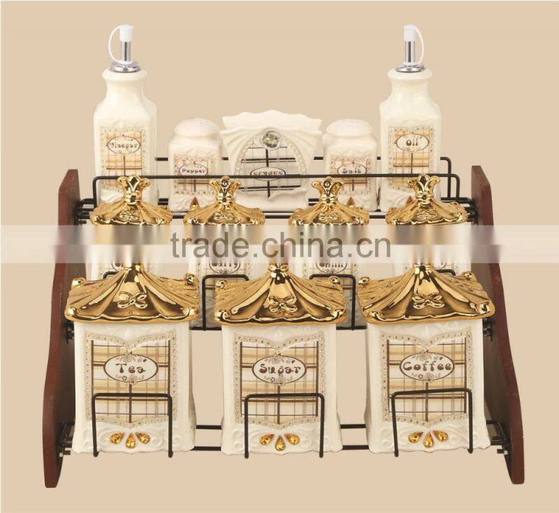 Specifically designed round shape ceramic tea coffee sugar canisters